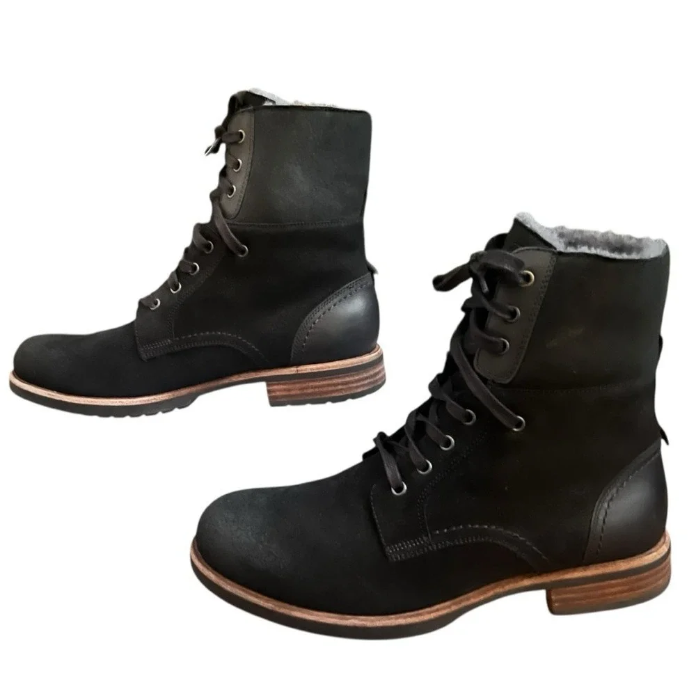 Men's UGG Black Lace-Up Boots Size 11 — Comfortable Rubber Sole